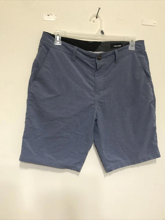 Volcom Casual Button Zip Light Wash Chino Shorts Mens Size 34 Blue